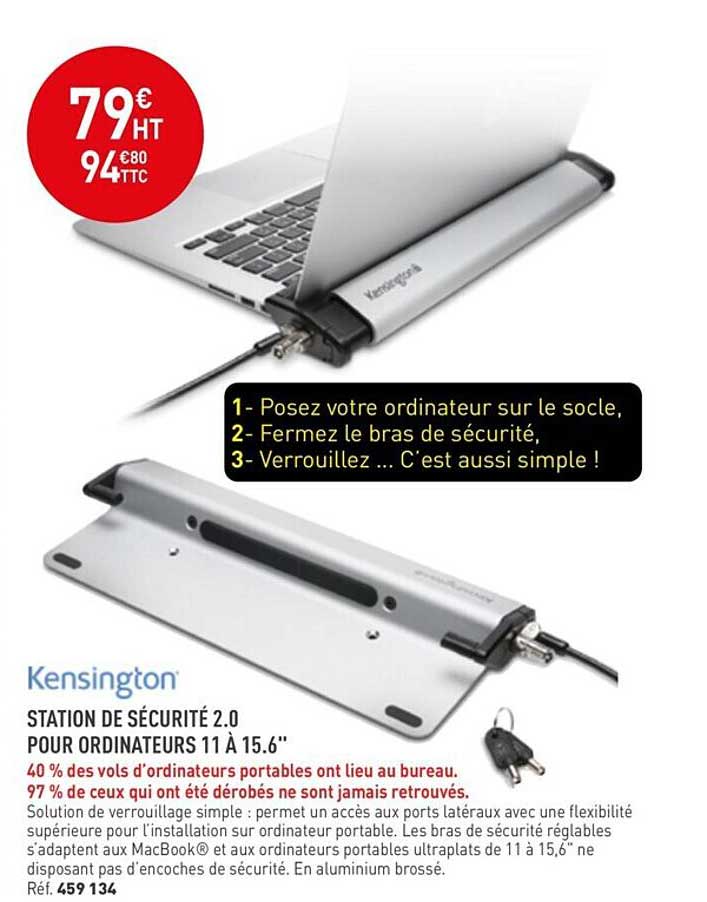 kensington station de sécurité 2.0 pour ordinateurs 11 a 15.6"