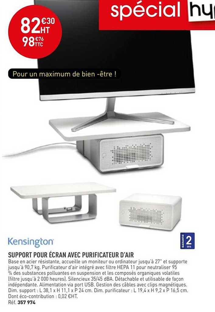 kensington support pour ecran avec purificateur d'air