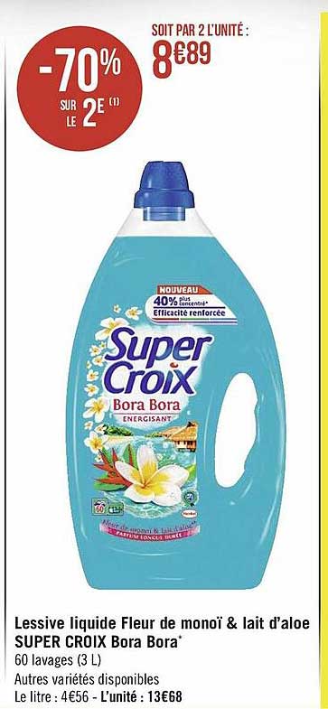 lessive liquide fleur de monoi & lait d'aloe super croix bora bora