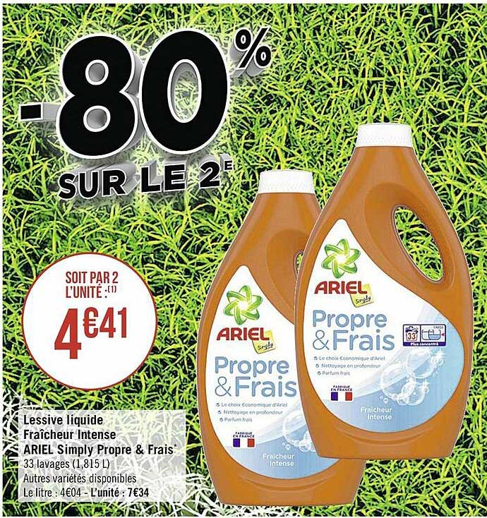 lessive liquide fraicheur intense ariel simply propre & frais