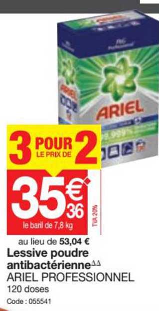 lessive poudre antibactérienne ariel professionnel