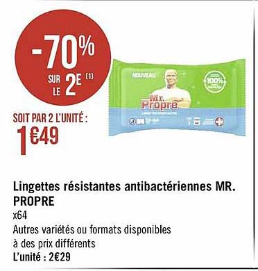 lingettes résistantes antibactériennes mr. propre