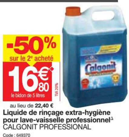 liquide de rinçage extra-hygiène pour lave-vaisselle professionnel calgonit professional