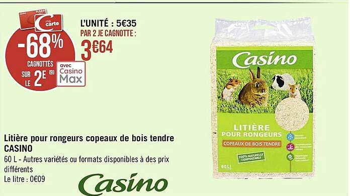 litiere pour rongeurs copeaux de bois tendre casino