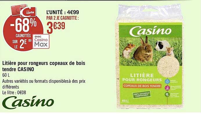 litière pour rongeurs copeaux de bois tendre casino