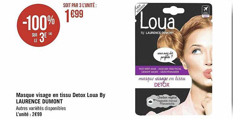 masque visage en tissu detox loua by laurence dumont