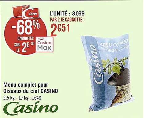 Menu Complet Pour Oiseaux Du Ciel Casino