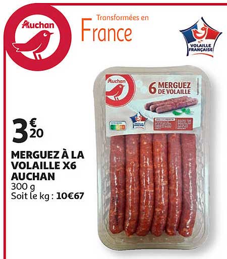 Merguez à La Volaille X6 Auchan