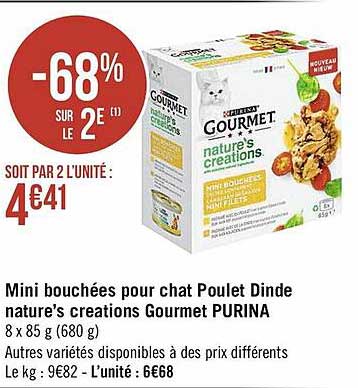 mini bouchees pou chat poulet dinde nature's creations gourmet purina