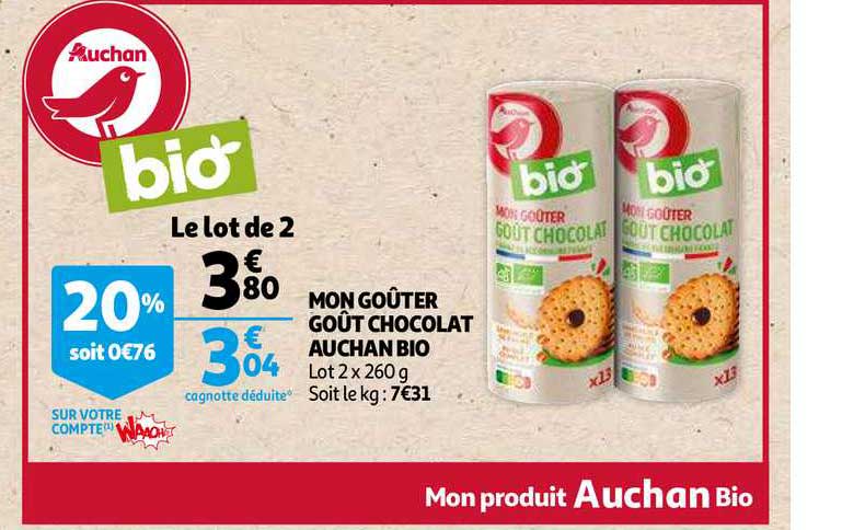 mon goûter goût chocolat auchan bio