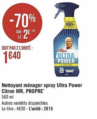 nettoyant ménager spray ultra power citron mr. propre