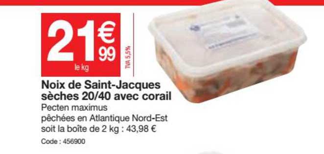 noix de saint-jacques sèches 20-40 avec corail