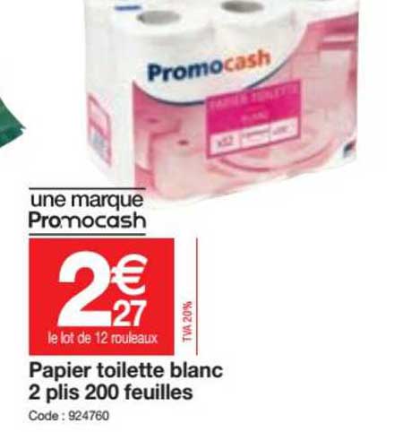 papier toilette blanc 2 plis 200 feuilles
