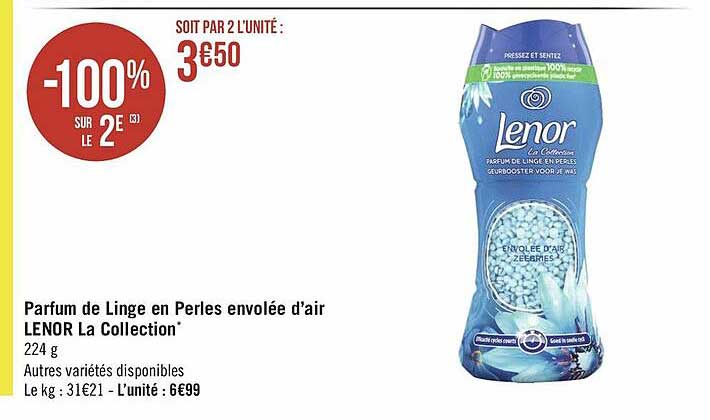 parfum de linge en perles envolée d'air lenor la collection