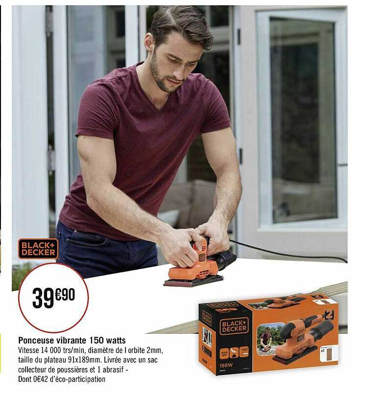 ponceuse vibrante 150 watts black + decker