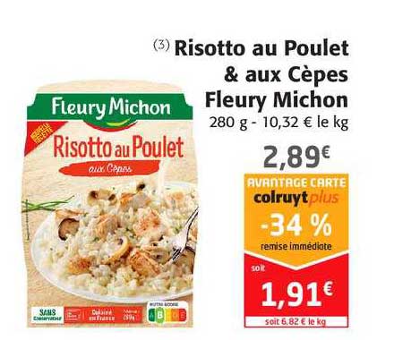 risotto au poulet & aux cèpes fleury michon
