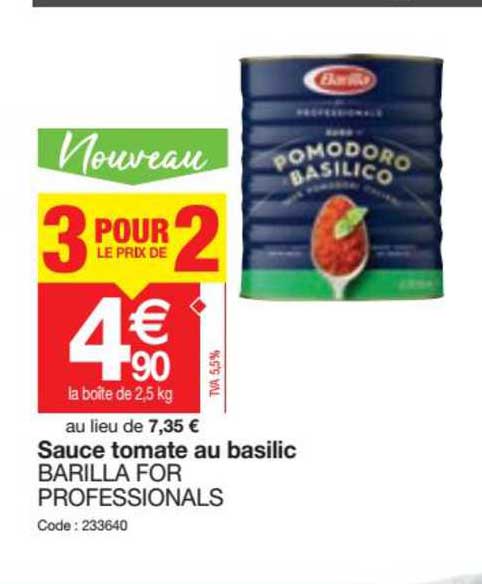 sauce tomate au basilic barilla for professionals