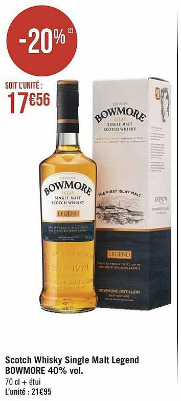 scotch whisky single malt legend bowmore 40% vol.
