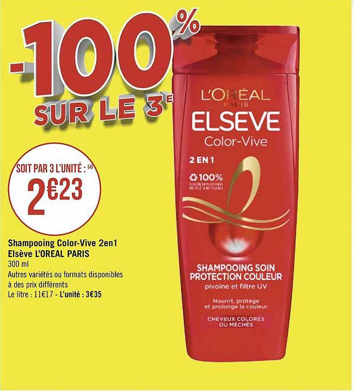 shampooing color-vive 2 en 1 élsève l'oréal paris