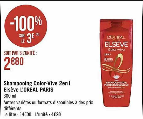 shampooing color-vive 2 en 1 elsève l'oréal paris