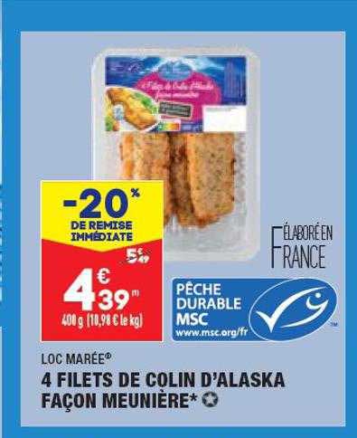 4 Filets De Colin D'alaska Façon Meunière Loc Marée