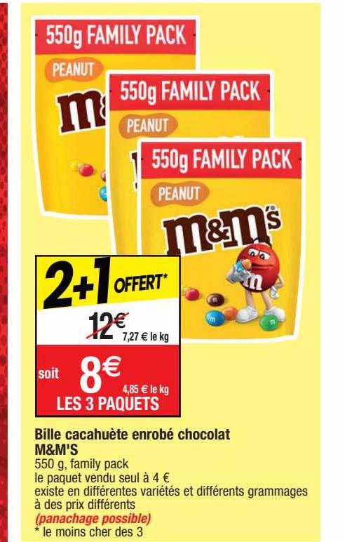 bille cacahuète enrobé chocolat m&m's