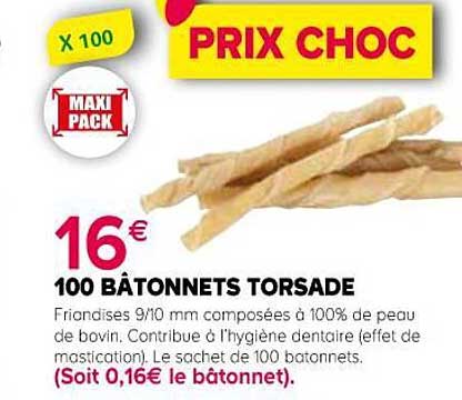 100 Bâtonnets Torsadé