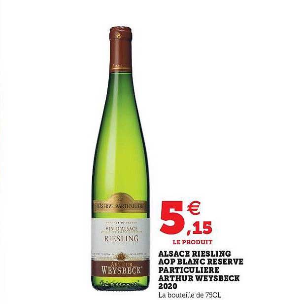 Alsace Riesling Aop Blanc Réserve Particulière Arthur Weysbeck
