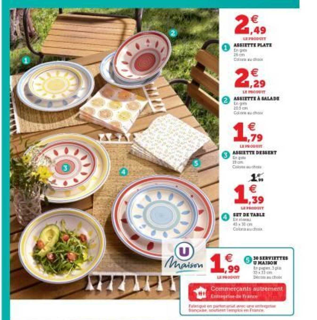 Assiette Plate, Assiette Salade, Assiette Dessert, Set De Table, 30 Serviettes U Maison