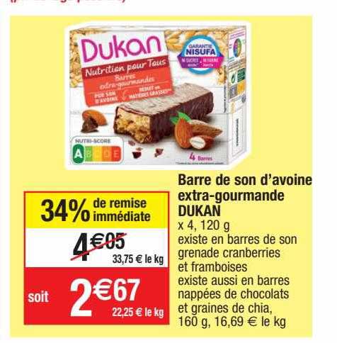 barre de son d'avoine extra-gourmande dukan