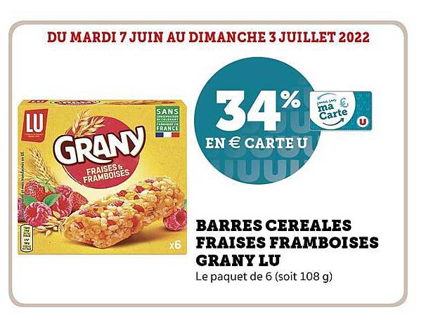 barres céréales fraises framboises grany lu