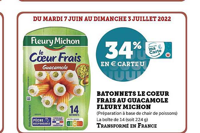 bâtonnets le cœur frais au guacamole fleury michon
