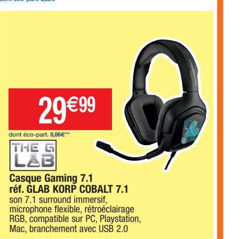 casque gaming 7.1 glab korp cobalt 7.1 the g lab