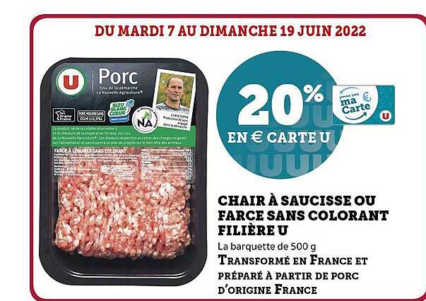 chair à saucisse ou farce sans colorant filière u
