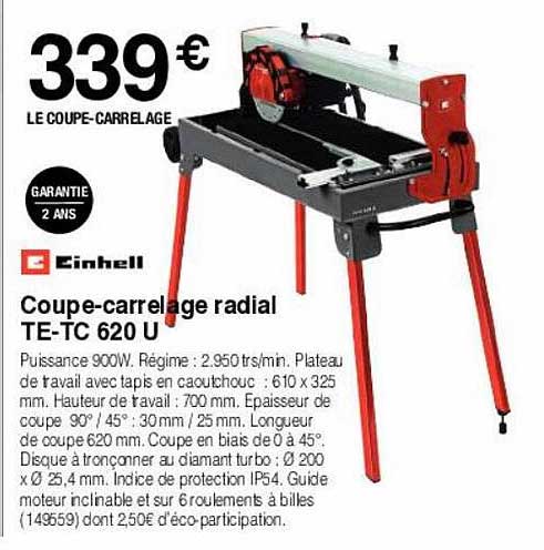 coupe-carrelage radiale te-tc 620 u einhell