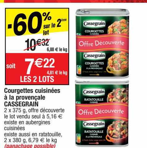 Courgettes Cuisinées à La Provençale Cassegrain