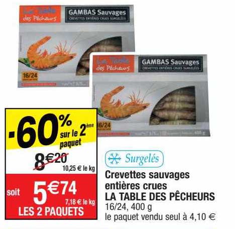 crevettes sauvages entières crues la table des pêcheurs