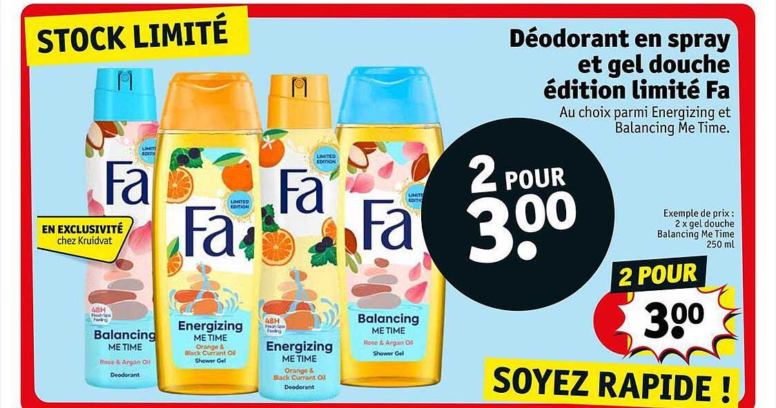 déodorant en spray et gel douche édition limité fa