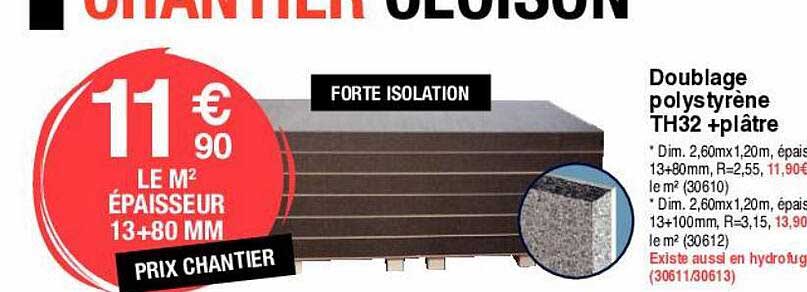 doublage polystyrène th32 + plâtre