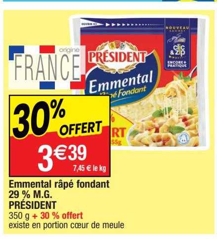 Emmental Râpé Fondant 29% Mg Président