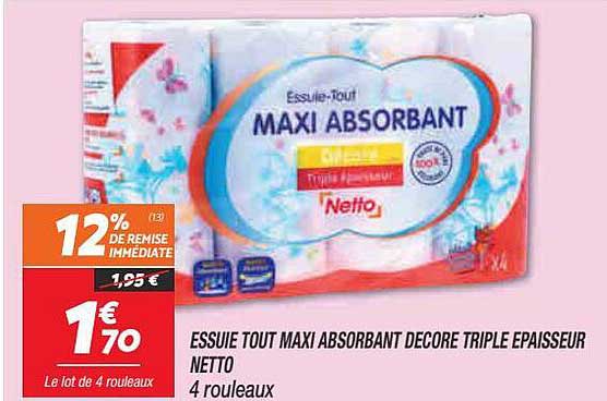 essuie tout maxi absorbant décore triple épaisseur netto