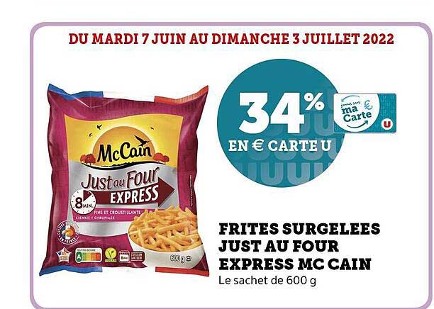 frites surgelées just au four express mc cain