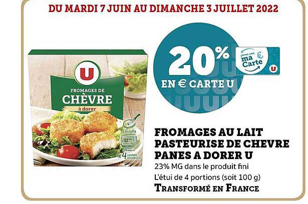 fromages au lait pasteurisé de chèvre panés à dorer U