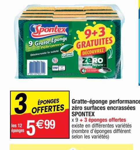 gratte-éponge performance zéro surfaces encrassées spontex