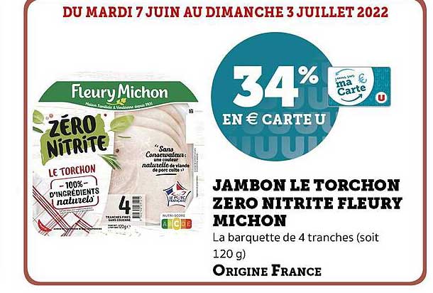 jambon le torchon zéro nitrite fleury michon