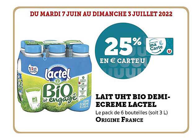 Lait Uht Bio Demi-écrémé Lactel