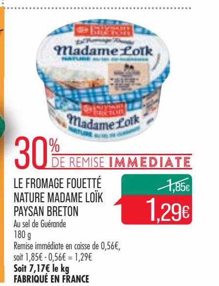 le fromage fouetté nature madame loïk paysan breton