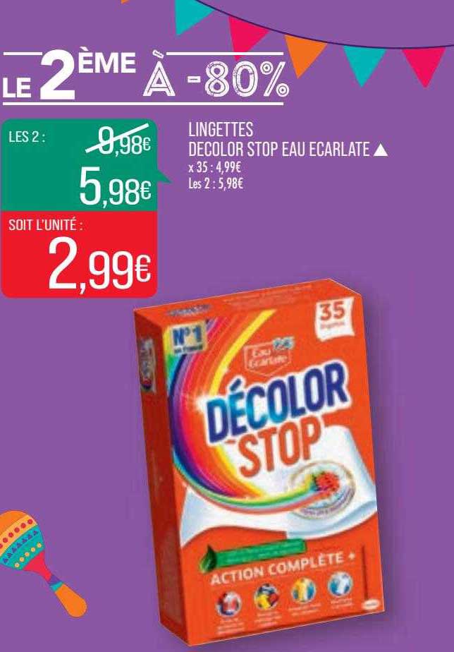 lingettes decolor stop eau ecarlate