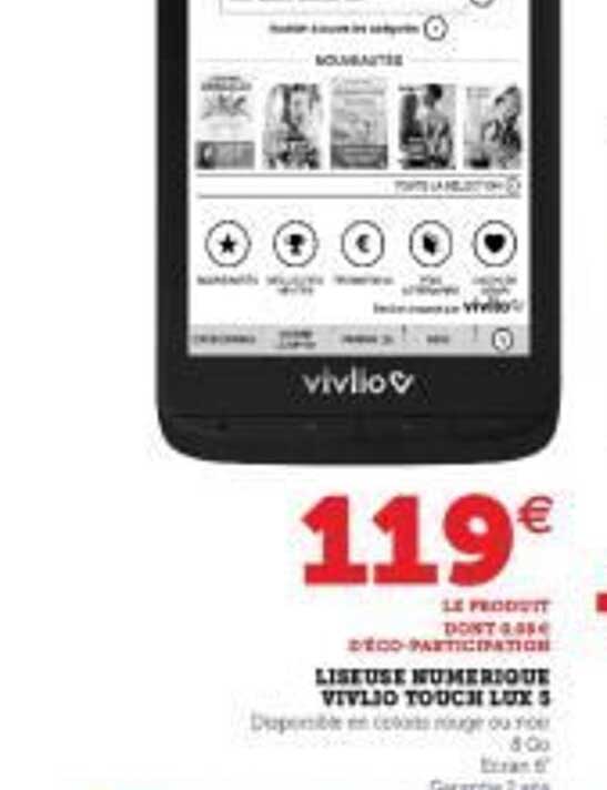 liseuse numérique vivlio touch lux