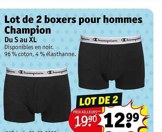 Lot De 2 Boxers Pour Hommes Champion